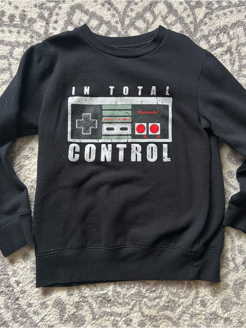 Nintendo Black Sweatshirt with Retro Controller Graphic